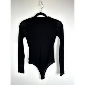 NWOT Naked Wardrobe Black Mesh Long Sleeve Bodysuit XS and S
